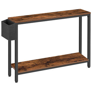 <strong>Skinny</strong> Sofa Hallway <strong>Table</strong> Industrial Metal Vintage Brown Wood Narrow Rustic Entryway <strong>Console</strong> <strong>Table</strong> with Charging Station - Product Image 3