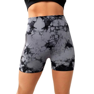 Shorts de Yoga de Cintura Alta Sin Costuras con Efecto Tie Dye para Mujer, Shorts Deportivos con Efecto Push-Up, Shorts de Ciclismo con Laterales de Malla para Entrenamiento y Fitness - Product Image 3