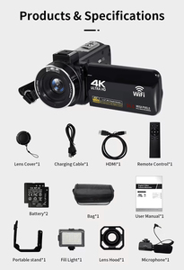 Caméra vidéo HD 4K la plus récente, caméscope avec écran tactile de 3,0 pouces, Wifi, vision nocturne infrarouge, caméra de vlog pour <span class=keywords><strong>Youtube</strong></span> - Product Image 6