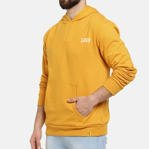 Sudadera con capucha de alta calidad con bolsillo de canguro, ropa informal mezclada de algodón básico de Color sólido - Product Image 3