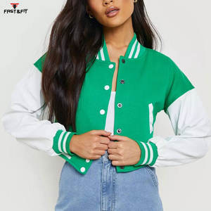 Diseño personalizado de alta calidad señoras recortadas chaqueta de béisbol Top Trend Varsity chaqueta para las mujeres - Product Image 4