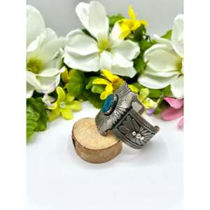 Mathilda Benally Moreni Turquoise & Sterling <b>Silver</b> Fashion <b>Cuff</b> <b>Bracelet</b> - Product Image 3