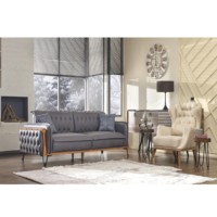 Ensemble de canapés en bois moderne de luxe européen Seren - Canapé Chesterfield modulaire trois places pour appartement, cuisine, entrepôt, villa - Best-seller