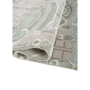 Alfombra Khidki para Sala de Estar, Color Marfil, Tejida a Mano con Lana y Seda de Bambú, Diseño Novedoso para Decoración de Pasillos del Hogar -LRB-13020 - Product Image 2