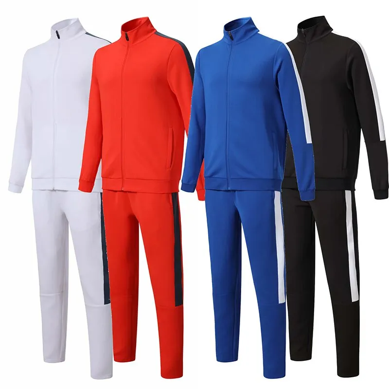 Conjunto de pantalones y chaquetas para correr para jóvenes, chándales blancos para mujer y hombre, traje de entrenamiento de fútbol y baloncesto, ropa deportiva para trotar en casa y exteriores