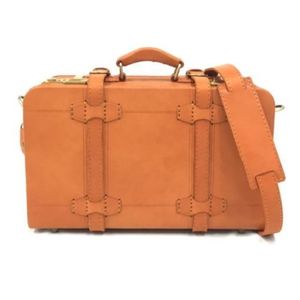 Retro <b>Traveler</b> Handmade Leather Luggage with <b>Lock</b> and British Plaid Interior Handmade From Indonesia - Product Image 2