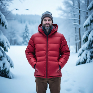 Vêtements d'extérieur pour hommes Vestes bouffantes décontractées col montant avant Logo coupe-vent respirant automne hiver vêtements d'extérieur bouffants chauds - Product Image 3