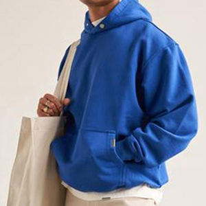 Sudadera con Capucha Azul para Hombre, Gruesa, 100% Algodón, Invierno, con Logotipo Personalizado, Pedrería, Gruesa, Unisex, Felpa Francesa, Talla Grande - Product Image 1