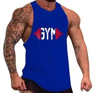 Hot Sell 100% Cotton Gym Fitness Breathable Ribbed Absorb Basic Blank Tank Tops Mens