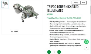 Tripod Loupe Nickelled Illuminated 10X Jewelry Magnifier With <b>LED</b> Light Gemstone Diamond Inspection Tool |Item No GS-788B - Product Image 3