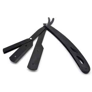 Maquinilla de afeitar profesional de una sola hoja de borde recto con mango de acero logotipo personalizado venta privada maquinilla de afeitar recta de peluquero - Product Image 5