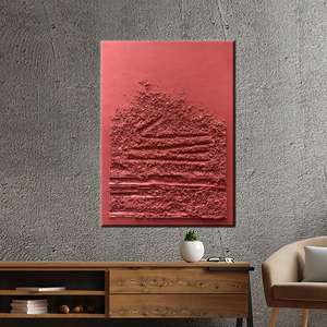 Tableau sur toile imprimé abstrait moderne minimaliste rouge terre cuite, encadré style galerie - Product Image 1