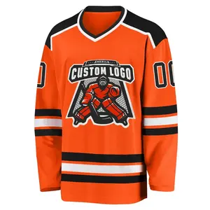Diseño de Logotipo Personalizado, Jersey de Hockey con Impresión Digital, 100% Poliéster, Ropa de Hockey sobre Hielo Naranja, Servicio OEM, Secado Rápido, Ecológico - Product Image 2