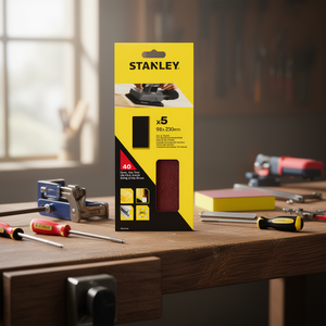 แผ่นกระดาษทราย Stanley Multipack แบบไม่เจาะรู ขนาด 93x230 มม. สำหรับแผ่นตีนตุ๊กแก - Product Image 3