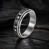 Anillo Giratorio JLM Premium Vintage con Diseño de Flor Celestial para Mujeres y Hombres, Regalo Antiestrés, Anillo de Boda