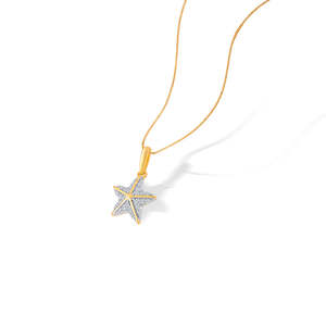 จี้รูปปลาดาวประดับเพชรสีเหลืองทองสำหรับเด็ก - Product Image 3