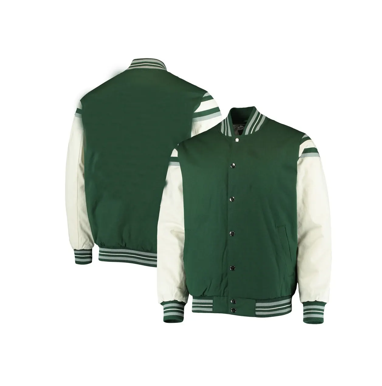 Bulk baseball varsity jacket faux leather sleeves and leather patch logo letterman jacket unisex brown varsity jacket