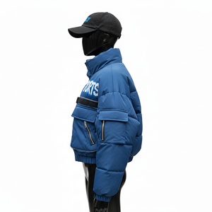 Chaqueta Acolchada para Mujer, Tejido de Poliéster Premium, Diseño de Paneles Acolchados, Azul Negro, Logotipo Personalizado con Transferencia de Calor, Chaqueta Acolchada para Mujer - Product Image 3