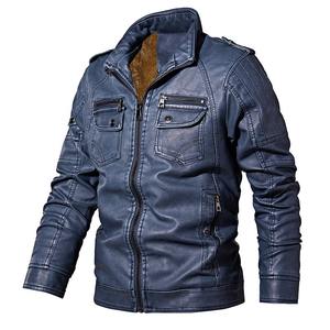Chaqueta de moto informal para hombre, cortavientos de piel de oveja auténtica con abrigos de cuero de motorista de lana, novedad - Product Image 2