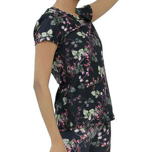 T-shirt Boxy en maille athlétique décontracté pour femmes été en gros maillot court en polyester à motif solide sublimé avec logo teint en plaine - Product Image 3