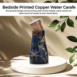 Direct Factory Prices Eco-Friendly Pure Copper Hammered Bedside Carafes for Ayurveda Custom Design Prints Lid - Product Image 2
