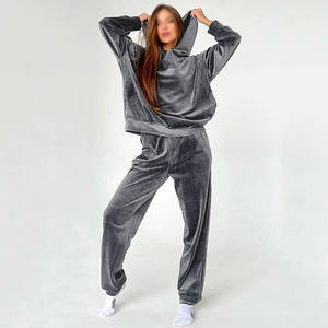 Velvet Tracksuit for Women Custom Logo <b>Velour</b> Sweat Suit Sweat <b>Track</b> Suit Jogging Two Piece Set - Product Image 2