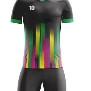 Maillots de football personnalisés de haute qualité à manches courtes, transfert thermique, 100% polyester, séchage rapide, extensible, uniformes d'équipe de football - Product Image 5