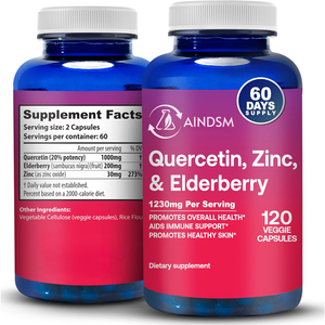 Cápsulas de Quercetina al por Mayor 500mg Bromelina Vitamina C Zinc Vegano Apoyo Inmunológico para Adultos Antioxidante Salud de la Piel 60 - Product Image 1