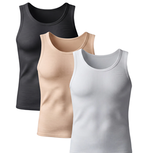 Débardeur de sport sans manches pour homme, col rond, compression, tissu modal/coton, lavé, séchage rapide, respirant - Product Image 1