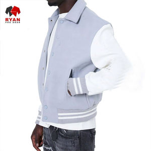 Veste universitaire pour homme en gros, boutonnière, fermeture éclair, col mandarin, coupe-vent, écologique, automne, rétro, couleur délavée, clash de couleurs, personnalisable - Product Image 3