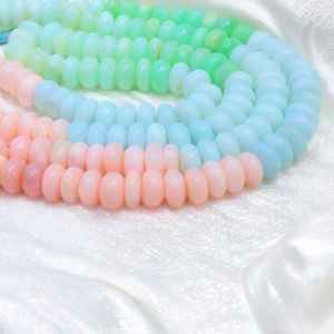 Multi Disco Opal Smooth Rondelle Beads 7mm 8mm 10mm AAA + Rainbow Opal Mix Gemstone Beads Strand para la fabricación de collares y pulseras - Product Image 3