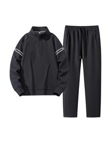 Conjunto de 2 Piezas de Sudadera y Pantalones Unisex, Talla Grande, Casual, Moderno, con Capucha, Cálido para Invierno, Manga Larga, Felpa, Traje Deportivo - Product Image 4