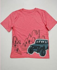 Nueva colección de verano, Top informal con cuello para niños, 320Gt, algodón pesado, letra estampada, punto sólido, camisa holgada que combina con todo - Product Image 2