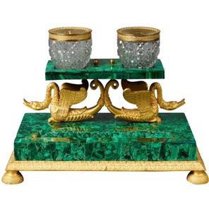 Sculpture de vase en pierre de malachite de luxe faite à la main dessus de table imperméable auto-adhésif pour la décoration murale de bureau à domicile pour le salon - Product Image 6