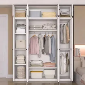 Diseño de armario de dos puertas de acero, armarios de metal para dormitorio, armario de ropa y armarios para armarios de dormitorio con estantes