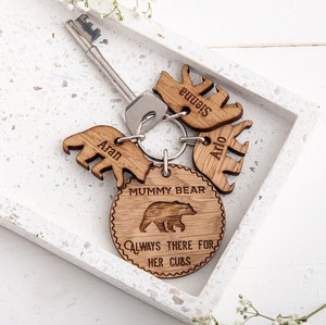 NOUVEAU PRODUIT! Porte-clés en bois gravé au laser en forme d'ours, porte-clés en bois de bambou avec logo et texte personnalisés, support personnalisé - Product Image 2