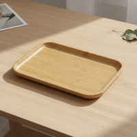 Plateau de service carré en bambou durable de qualité supérieure 3203031-26X16, résistant au lave-vaisselle, pour service à thé