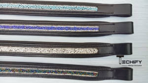 Bandeaux de cheval en cuir solide en 4 couleurs avec rembourrage antidérapant pour l'entraînement et la compétition - Product Image 4