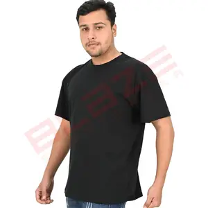 Camiseta personalizada para hombre 100% algodón Color sólido corte Regular con hombro caído de gran tamaño Serigrafía