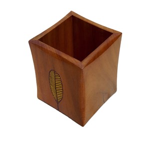 Decorative Leaf Design Wooden Cutlery Holder Best Wood Spoon and Fork Box Kitchen & Tabletop - Product Image 1