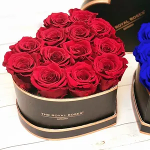 Plastik insert ile çiçek lüks kalp çiçek hediye kutusu için özel logo kalp şekli kutusu ile toptan yüksek kalite