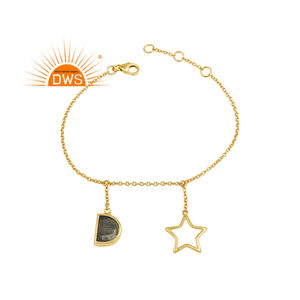 Aqua Chalcedony Gemstone Bracelet Star Charm Designer Sterling Fine Silver Chain Bracelet Jewelry Manufacturer - Product Image 4