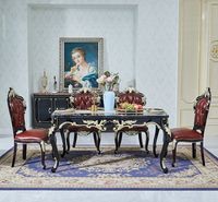 Ensemble de table à manger rectangulaire en teck massif sculpté à la main, contemporain et luxueux, 6 chaises, meubles de maison écologiques et durables