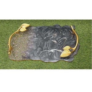 Bandeja con resina epoxi para uso como soporte de joyería, soporte de anillo, bandeja de servicio de madera, soporte para llaves, organizador de baño, bandeja de mesa decorativa - Product Image 1