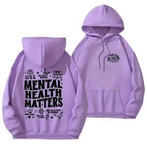 Mental Health Matters Sweat à capuche graphique Message positif Streetwear Pull polaire confortable Cadeau de style décontracté à la mode - Product Image 2