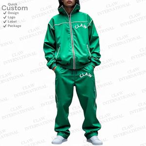 ชุดวอร์ม2ชิ้นไนลอนกันลมสำหรับผู้ชายชุดวิ่งออกกำลังกาย2ชิ้นผ้าไนลอนแบบรูดซิปแนววินเทจแบบกำหนดเอง - Product Image 4