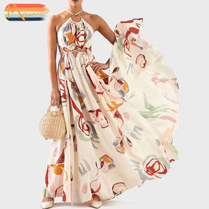 Vestido Maxi Estampado Maxnegio 2021 para Mujer, Transpirable, Estilo Casual y de Oficina, con Cierre, Decoraciones de Diamantes, Talla XL - Product Image 2
