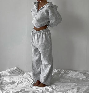 Survêtements personnalisés pour femmes, sweats à capuche et pantalons de survêtement, 100% coton, décontractés, deux pièces, vêtements de sport actifs, ensemble de survêtements pour femmes - Product Image 2