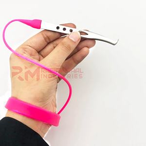 RMI, venta al por mayor, el mejor producto, pinzas para extensión de pestañas, pinzas de anillo de silicona de Color rosa, correa de muñeca de seguridad - Product Image 4