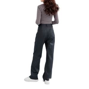 Personalización 100% poliéster Casual pantalones de pierna ancha para mujer ropa de cuero sintético cintura media suelta Hip Hop para todas las estaciones - Product Image 4